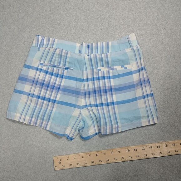 NWT Nanette Lepore Woman's SZ 7 Checked High Waist Pull On Shorts Blue White - Picture 6 of 6